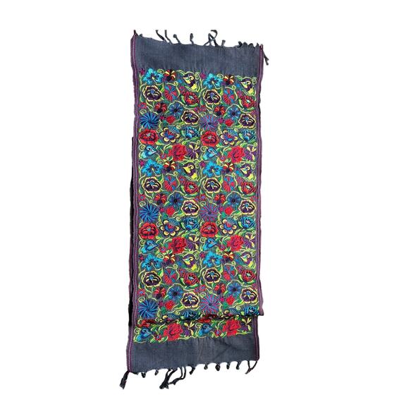 One-of-a-Kind Embroidered Floral Centerpiece table runner 46 Inches of Artistry - Picture 2 of 5